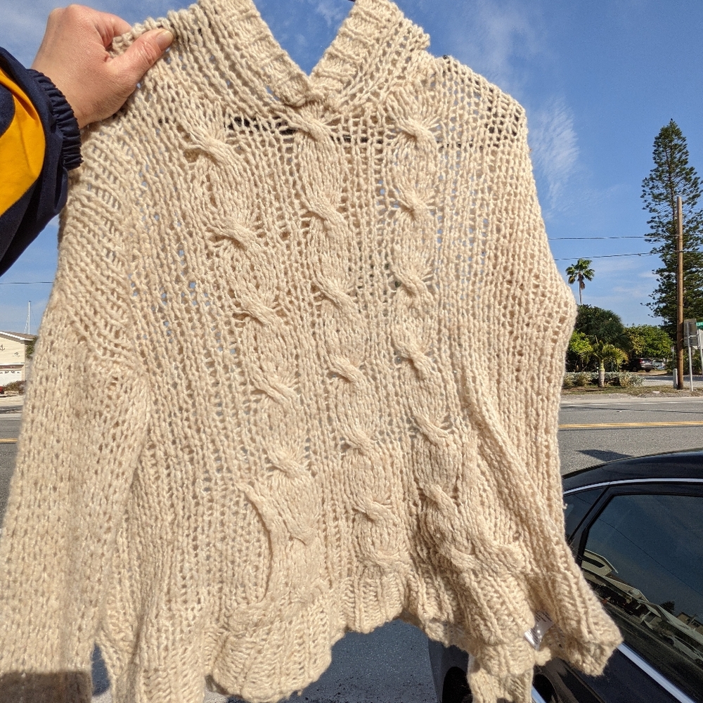 Cream hooded sweater